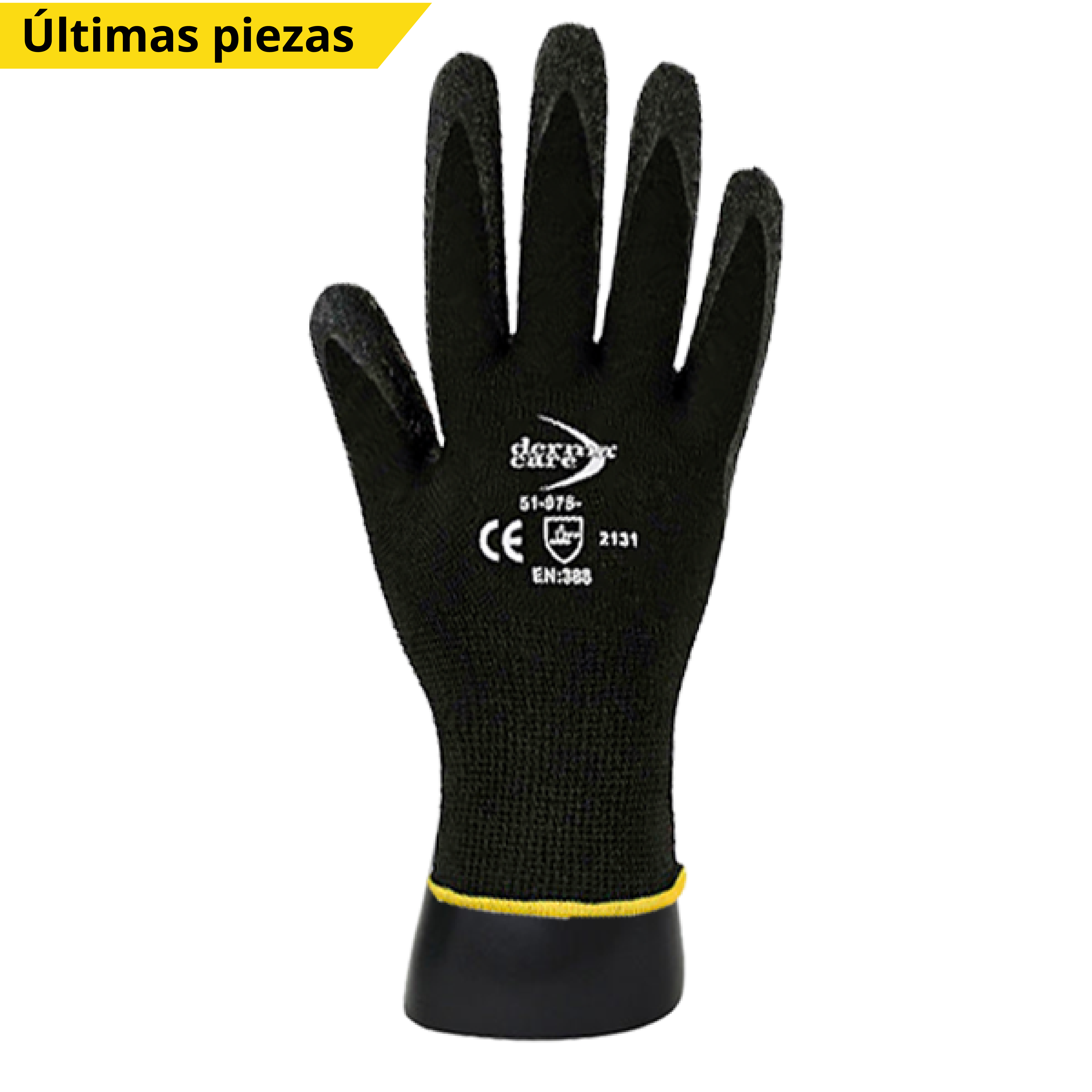 GUANTE NYLON RECUBIERTO DE LÁTEX CON PUÑO TEJIDO DERMAFLEXPLUS DERMACARE (PAR) NEGRO 51-975